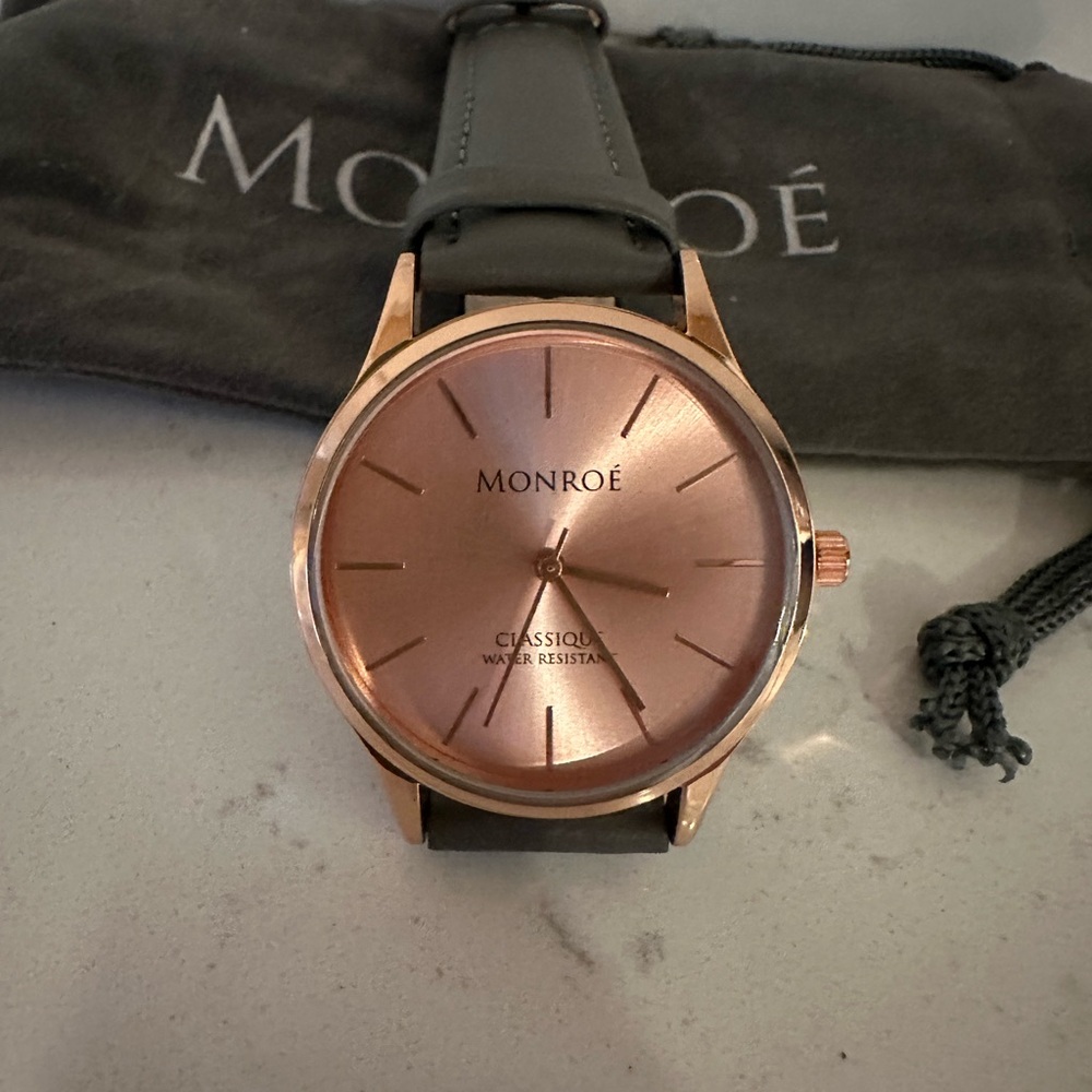 Monroe Rose Gold Watch with Gray Strap